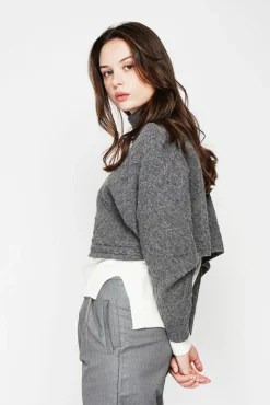 Outlet C&Jo Poncho court col roulé loup