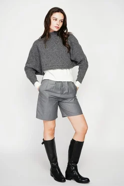 Outlet C&Jo Poncho court col roulé loup