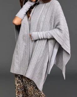 Femme Lauren Vidal Poncho en Laine & Cachemire Roca gris
