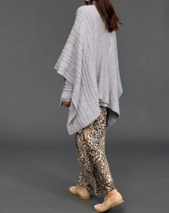 Femme Lauren Vidal Poncho en Laine & Cachemire Roca gris