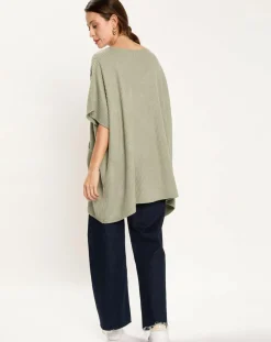 Femme Lauren Vidal Poncho en Laine & Cachemire mélangés Naos amande