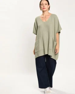 Femme Lauren Vidal Poncho en Laine & Cachemire mélangés Naos amande