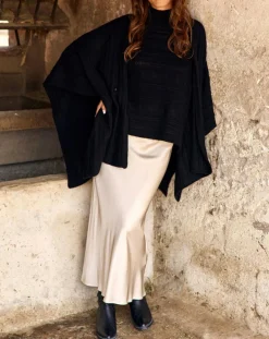 Discount Lauren Vidal Poncho en Laine & Cachemire Roca noir