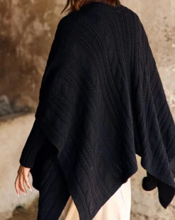 Discount Lauren Vidal Poncho en Laine & Cachemire Roca noir