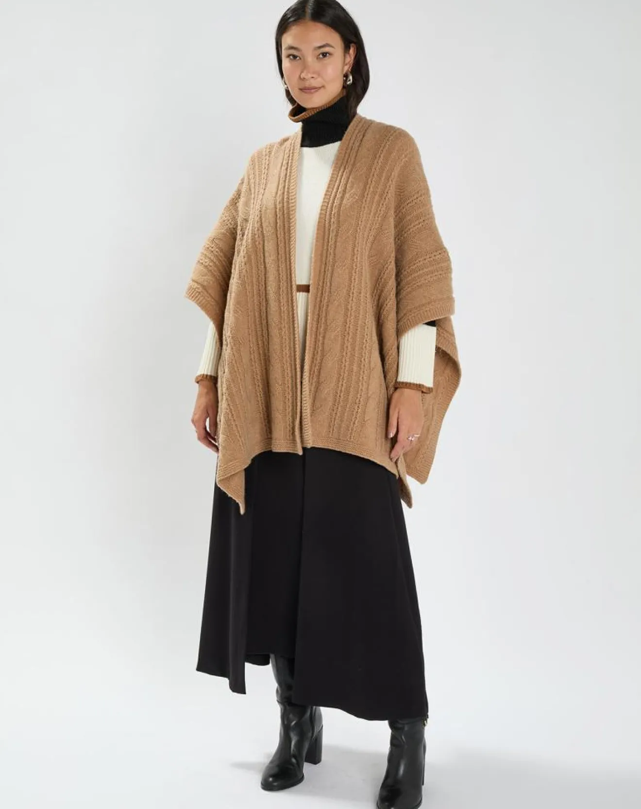 Online Lauren Vidal Poncho en Laine & Cachemire Roca camel