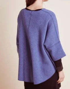 New Le Chat Poncho en Laine mélangée Etoffe bleu chiné/gris