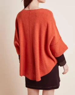 Femme Le Chat Poncho en Laine mélangée Etoffe cannelle/gris