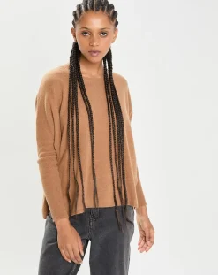 Femme Cashmere Tribu Poncho large 100% Cachemire col rond Alizée mocha