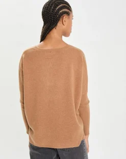 Femme Cashmere Tribu Poncho large 100% Cachemire col rond Alizée mocha