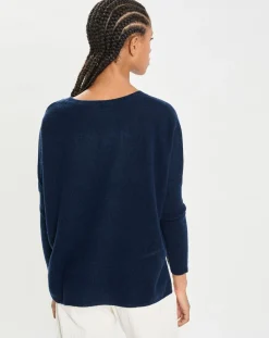 Cashmere Tribu Poncho large 100% Cachemire col rond Alizée nuit