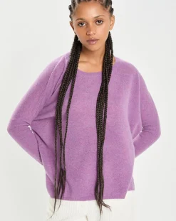 Femme Cashmere Tribu Poncho large 100% Cachemire col rond Alizée orchidée