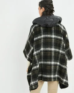 Femme Lauren Vidal Poncho Tylan à carreaux noir