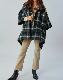 Femme Lauren Vidal Poncho Tylan à carreaux noir