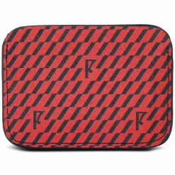 Outlet Maison Faret Porte-cartes en Toile enduite noir/rouge - 7.5x10.5x0.5 cm