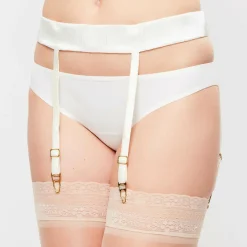 Femme La Perla Porte-jarretelles en Soie mélangée Feline Chic écru