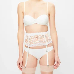 Hot La Perla Porte-jarretelles en Soie mélangée Desert Rose blanc cassé