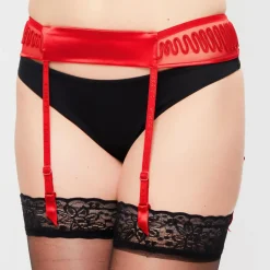 New La Perla Porte-jarretelles en Soie mélangée Flame Soutache rubis