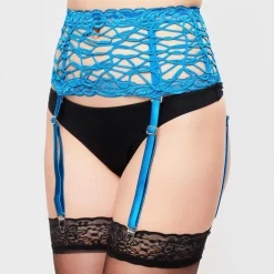 Discount La Perla Porte-jarretelles en Soie mélangée Desert Rose bleu canard