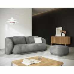 Mazzini Sofas Pouf Linden Chenille gris foncé - 65x65x39 cm