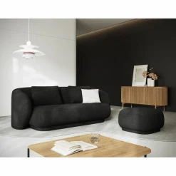 Mazzini Sofas Pouf Linden Chenille noir - 65x65x39 cm
