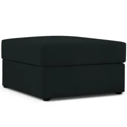 Mazzini Sofas Pouf Quince Velours côtelé noir - 64x64x37 cm
