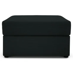 Mazzini Sofas Pouf Quince Velours côtelé noir - 64x64x37 cm