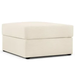 Discount Mazzini Sofas Pouf Quince Velours côtelé beige clair - 64x64x37 cm
