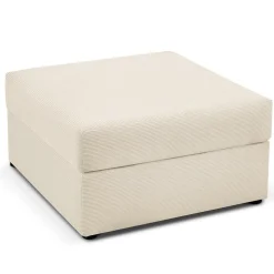 Discount Mazzini Sofas Pouf Quince Velours côtelé beige clair - 64x64x37 cm