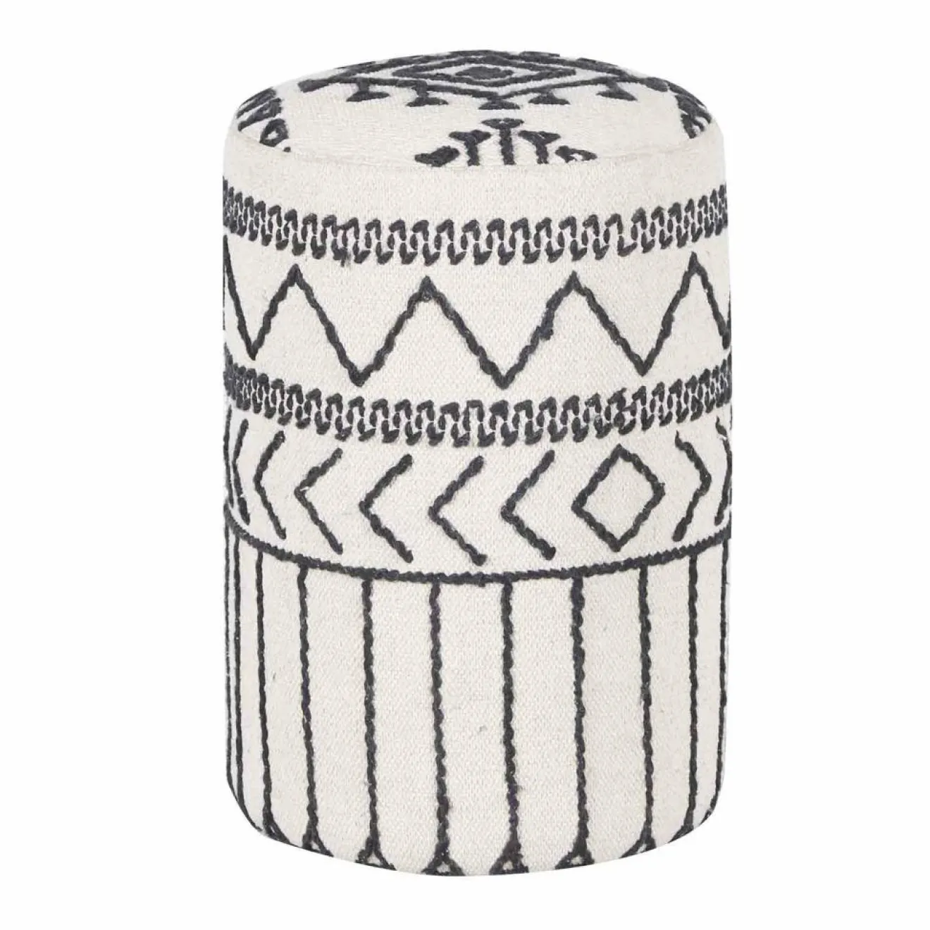 Bois & Chiffons Pouf tribal 55 cm de haut Acacia M&M offer Gris argent - 40x40x55 cm