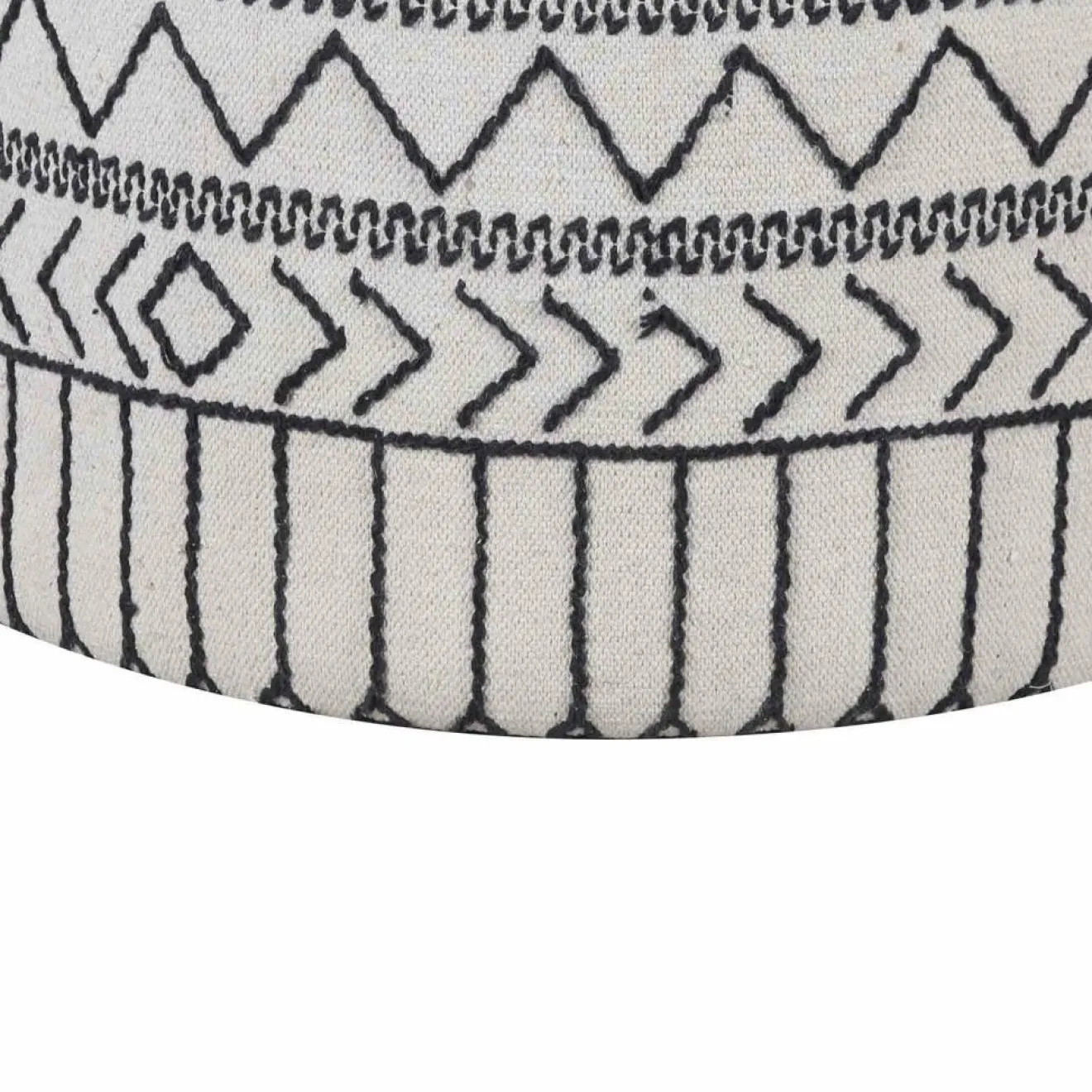Bois & Chiffons Pouf tribal rond 90 cm Acacia M&M offer Gris argent - 90x90x45 cm