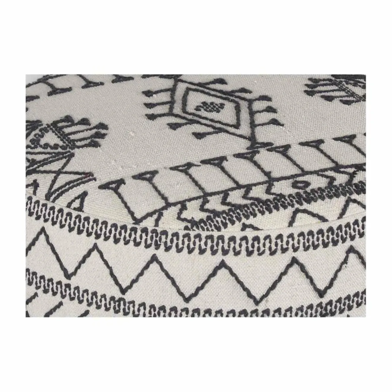 Bois & Chiffons Pouf tribal rond 90 cm Acacia M&M offer Gris argent - 90x90x45 cm