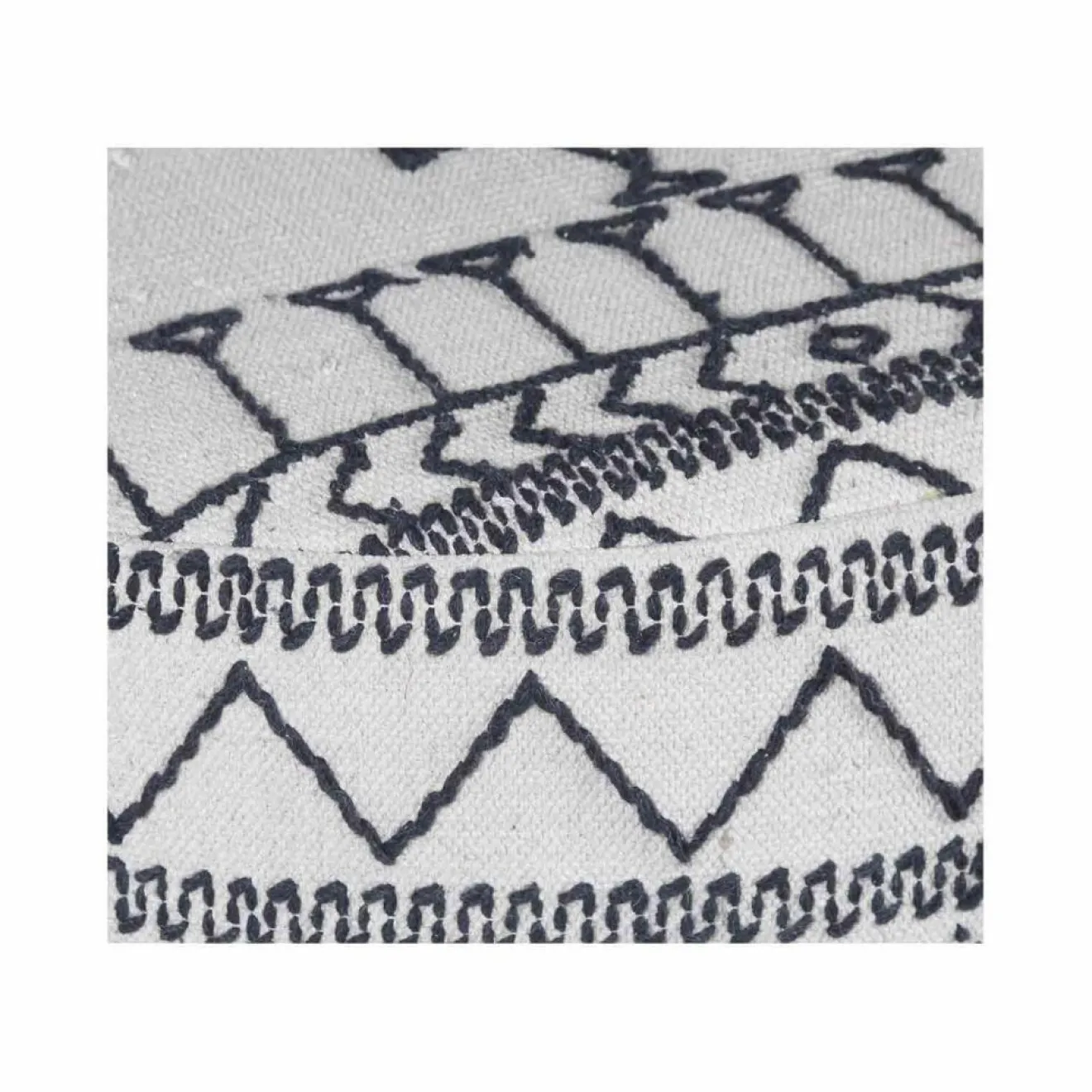 Bois & Chiffons Pouf tribal rond 90 cm Acacia M&M offer Gris argent - 90x90x45 cm