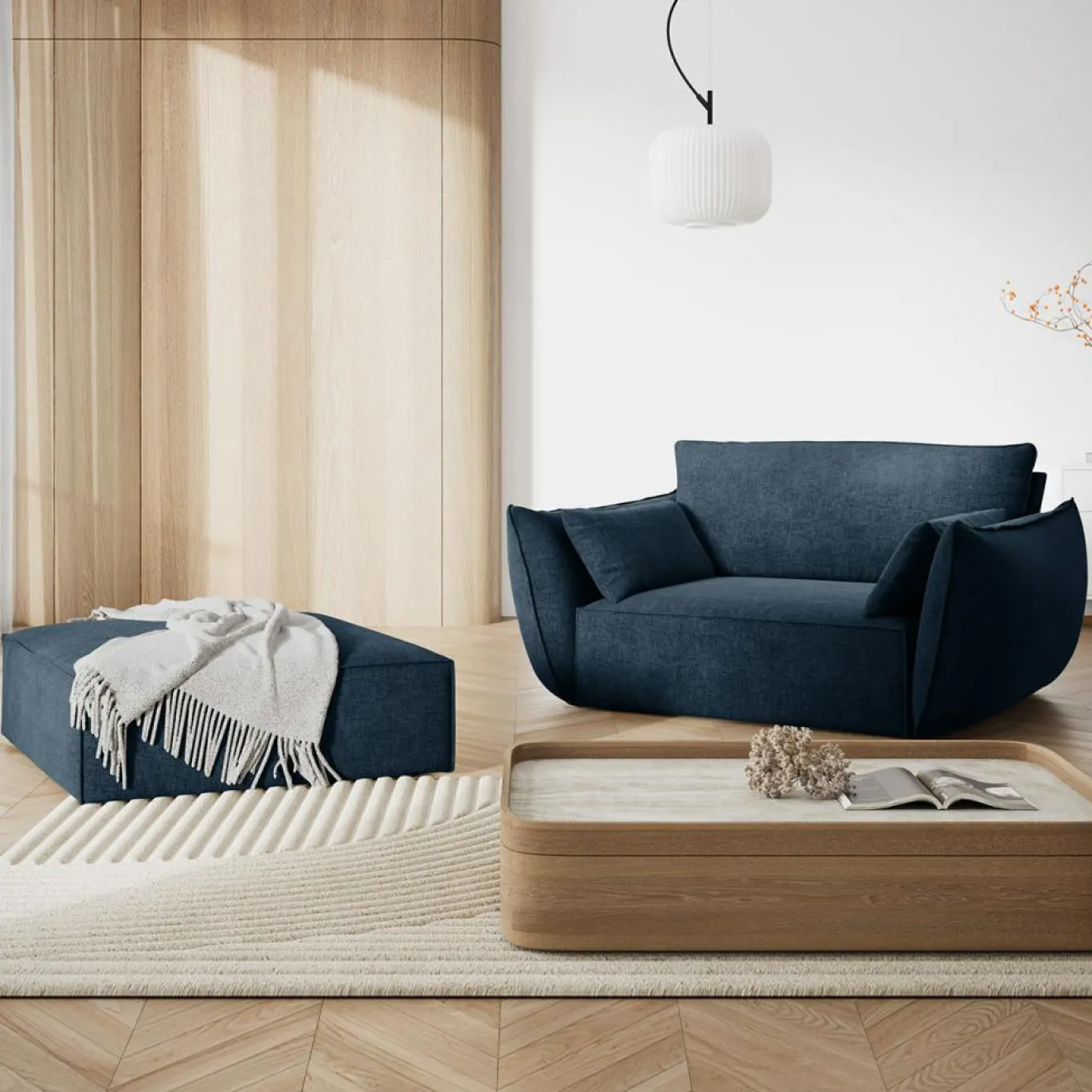 Best Mazzini Sofas Pouf Vanda bleu roi - 100x80x36 cm