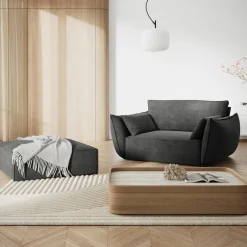 Mazzini Sofas Pouf Vanda gris - 100x80x36 cm