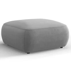 Outlet Mazzini Sofas Pouf Velours Jasmin gris - 75x75x36 cm