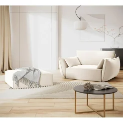 Mazzini Sofas Pouf Velours Vanda beige clair - 100x80x36 cm