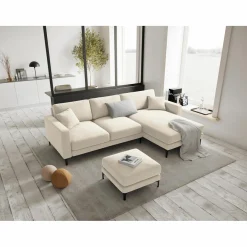 Online Mazzini Sofas Pouf Velours Venus beige clair - 65x65x47 cm