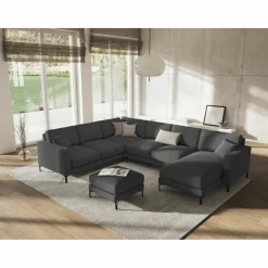 New Mazzini Sofas Pouf Venus gris foncé - 65x65x47 cm