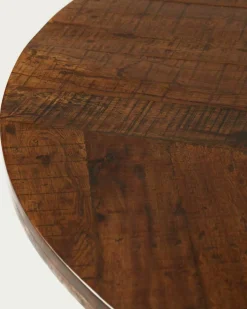 New Uniqka Prague - Table repas ronde en bois massif et pied tulipe doré D110 cm 6 pers