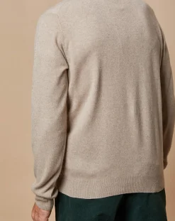 Oscar et Louise Pull 100% 4 fils Cachemire John col camionneur beige foncé/taupe