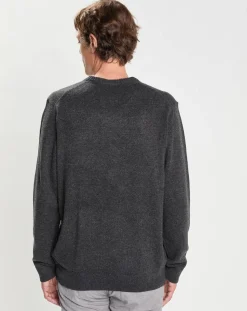 Homme Hackett London Pull 100% Laine Mérinos Harry Dog gris foncé