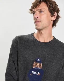 Homme Hackett London Pull 100% Laine Mérinos Harry Dog gris foncé