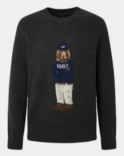 Homme Hackett London Pull 100% Laine Mérinos Harry Dog gris foncé