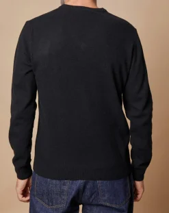 Oscar et Louise Pull 100% Cachemire 4 fils Antoine col V noir