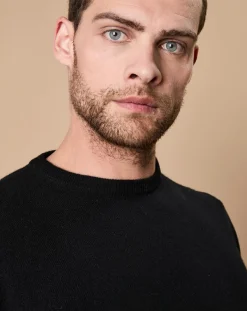 Homme Oscar et Louise Pull 100% Cachemire 4 fils Harry col rond noir