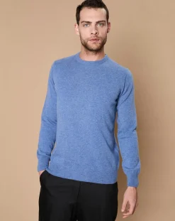 Hot Oscar et Louise Pull 100% Cachemire 4 fils Harry col rond bleu