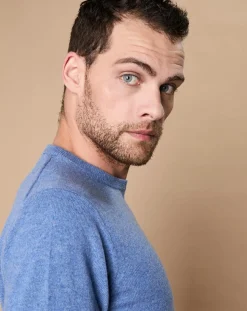 Hot Oscar et Louise Pull 100% Cachemire 4 fils Harry col rond bleu