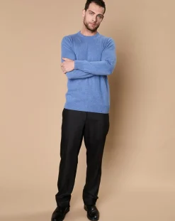 Hot Oscar et Louise Pull 100% Cachemire 4 fils Harry col rond bleu