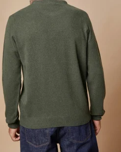 Homme Oscar et Louise Pull 100% Cachemire 4 fils Harry col rond kaki