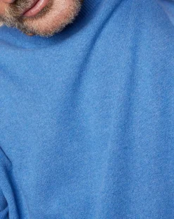 Outlet Oscar et Louise Pull 100% Cachemire 4 fils Harry col rond bleu vif